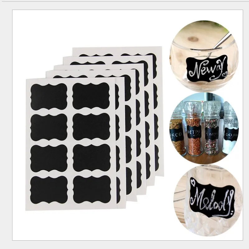 48 шт./компл. 5x3 5 см со стирающимися чернилами доска Стикеры ремесло Кухня банки