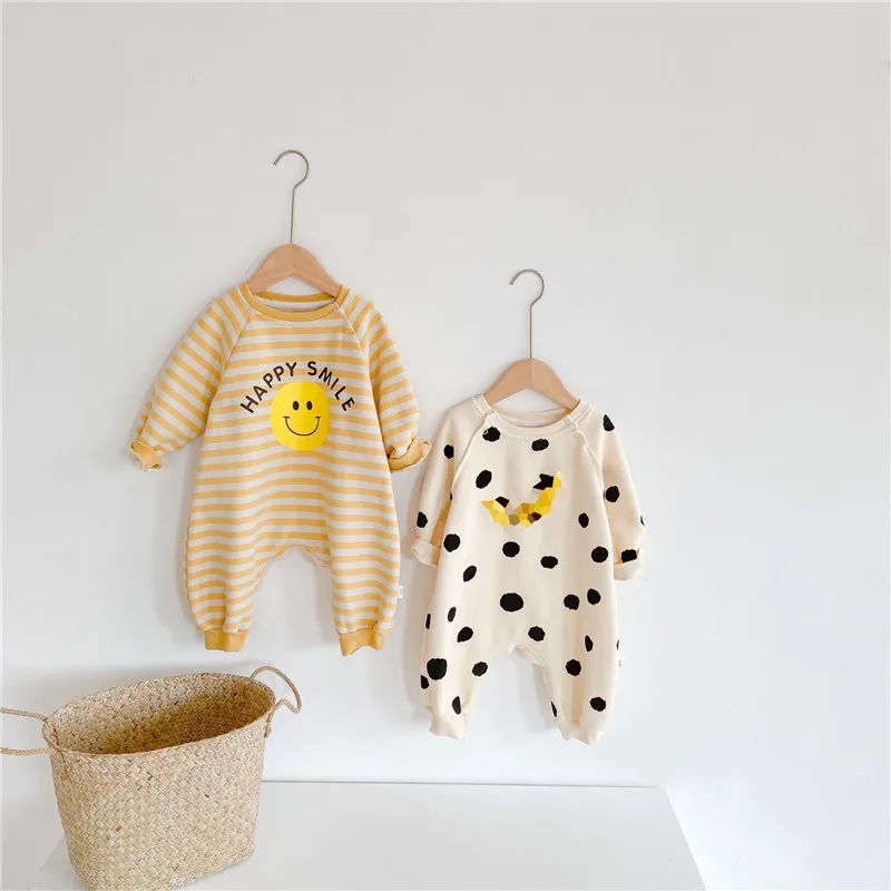 

2020 Winter Plus Velvet Warm Smile Banana One-Piece Suit Boys Girls Infants Long-Sleeved Rompe