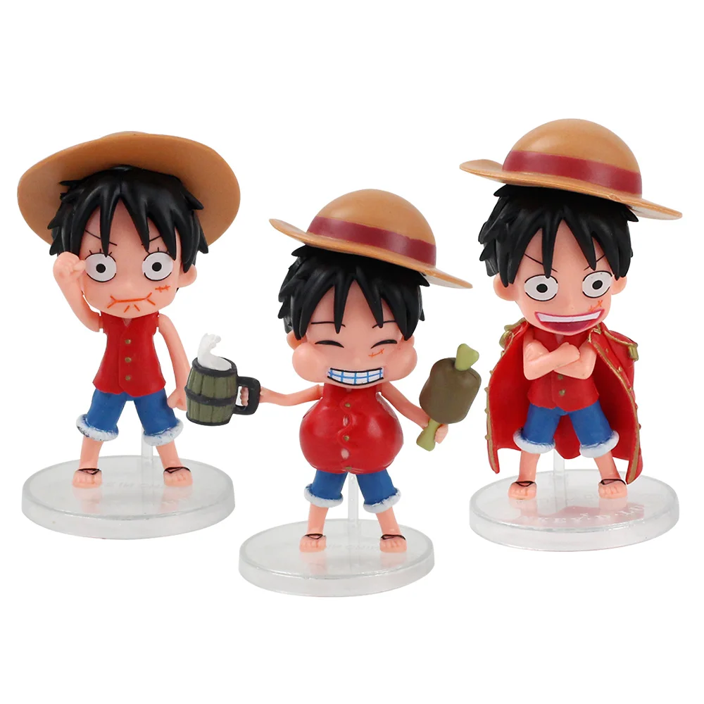 3 шт./лот мультяшная Обезьяна D Luffy New World Q Версия Милая Мини ПВХ экшн фигурка Модель
