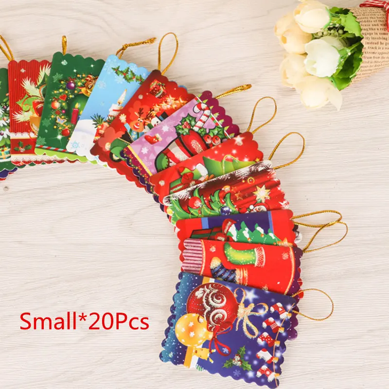 Small Card-20Pcs 20шт Поздравительные открытки Рождественская елка украшения Рождественские открытки подвеска рождественские украшения год украшения - Цвет: Small Card-20Pcs