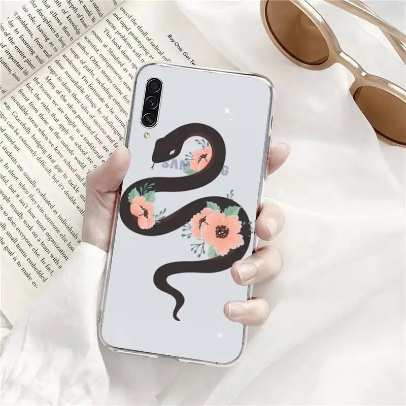 

Snake flower art painting Phone Cases Transparent for Samsung A71 S9 10 20 HUAWEI p30 40 honor 10i 8x xiaomi note 8 Pro 10t 11