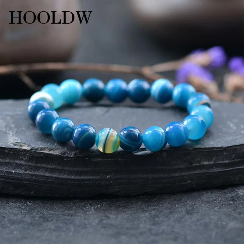HOOLDW браслет агата из натурального камня красный синий коричневый матовый оникс
