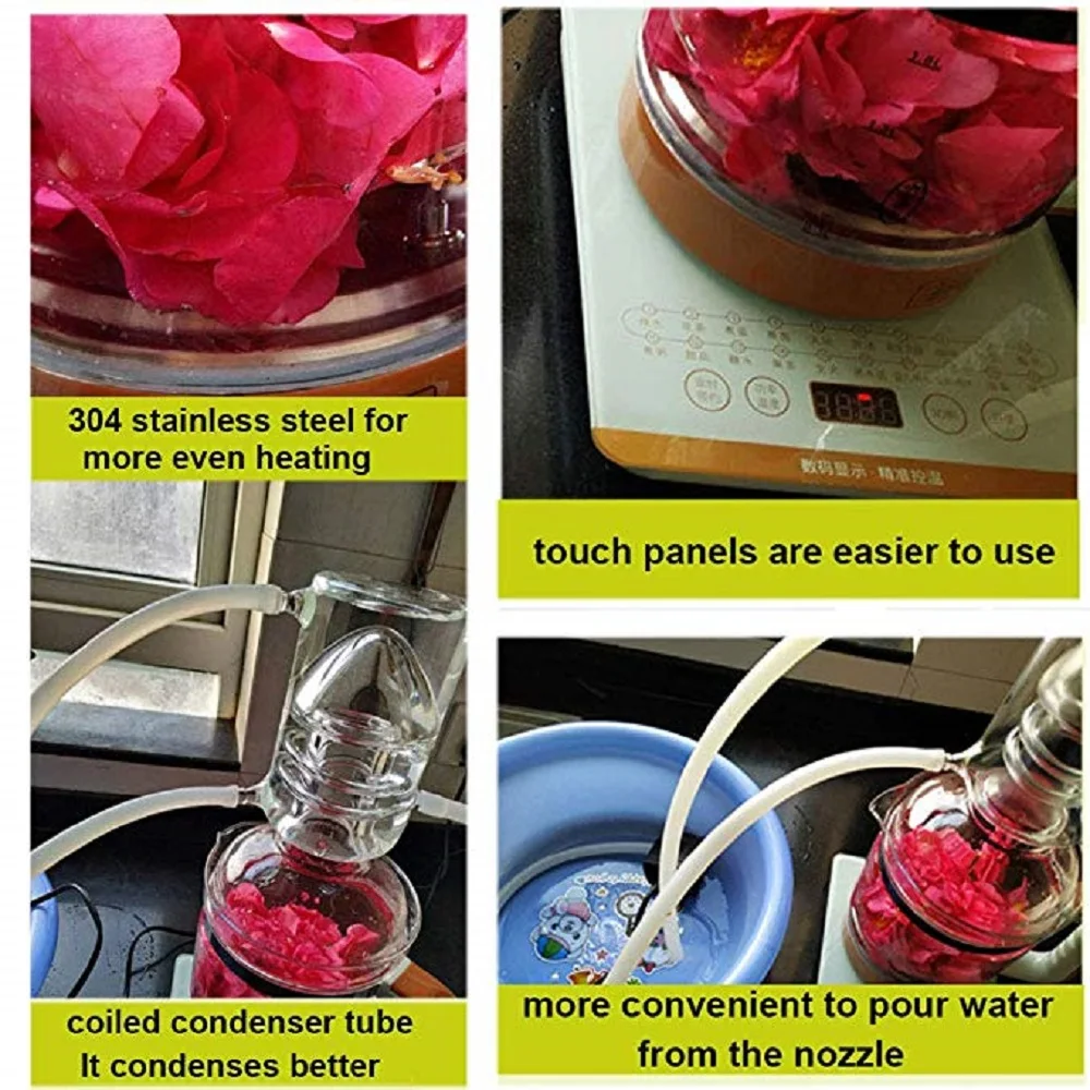 2.5L DIY Новое домашнее стекло DIY электрическое отопление Самогон Еще чистой воды дистиллятор эфирного масла экстракции оборудования