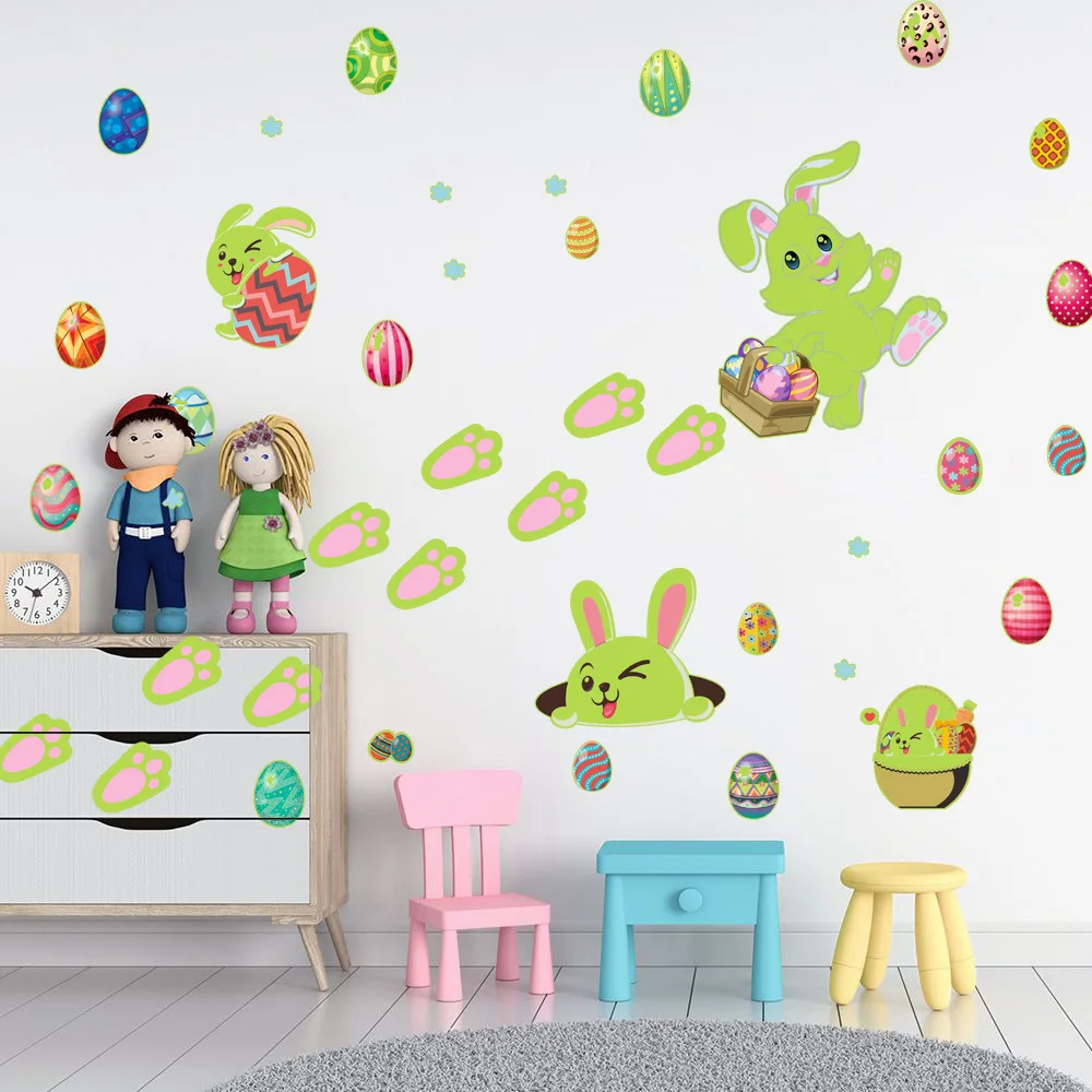 Пасхальные светящиеся наклейки на стену с кроликом для детей яйца кролика
