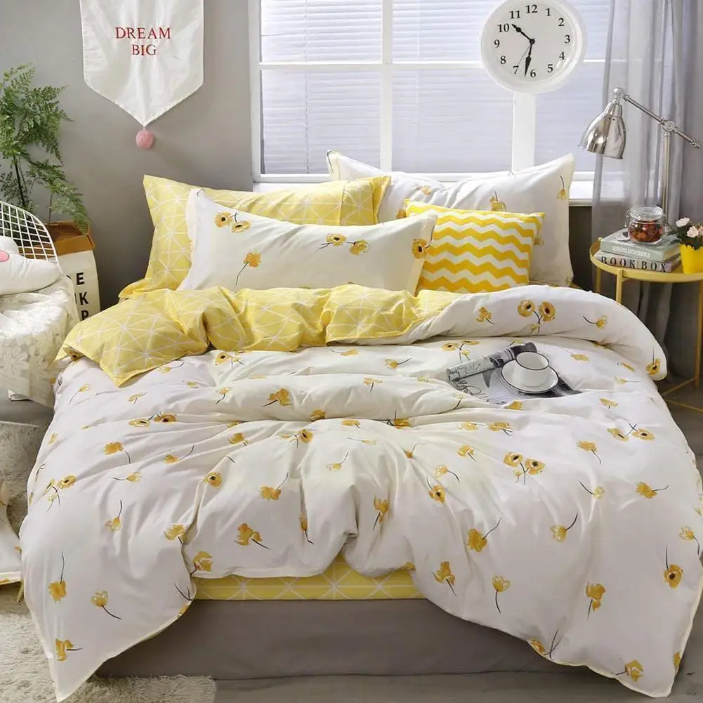 

Simple Style Flowers Bedding Set Cute Single Double Set Bed Clothes Full Home Size Cover Twin Queen Adult For Kid Textile D U5N4