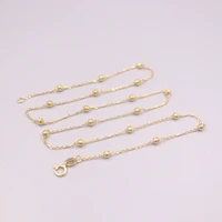 real pure 18k yellow gold chain o carved beads link necklace 3 3g 17 7inch for women lucky gift