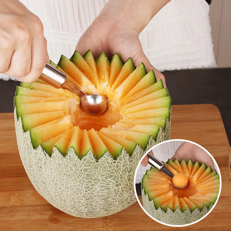6pcs/set Stainless Steel Kitchen Tool Set Fruit Knife Corer Carving Watermelon Digging Ball Spoon Potato Peeler | Дом и сад
