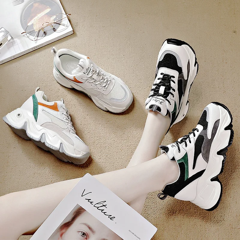

Daddy shoes 2021 new increase net red women's shoes wild sports shoes reflective old shoes student running shoes patent leather