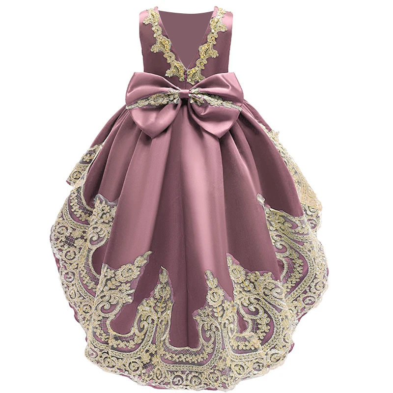 Платье для девочек От 2 до 8 лет кружевное платье с хвостом банкетное вечернее