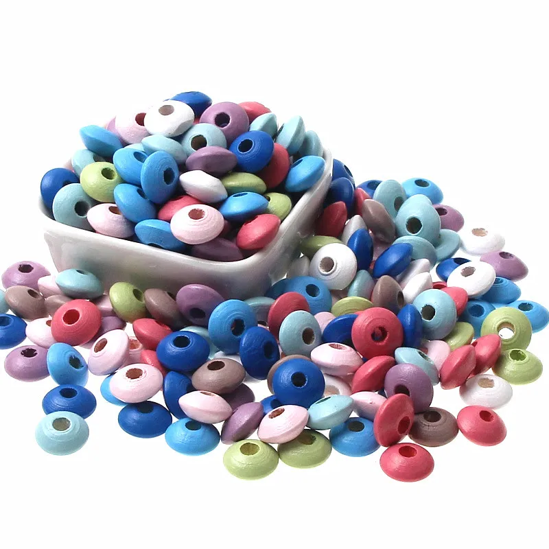 100 шт./лот 12*6 мм смешанные деревянные линзовые бусины из натурального дерева