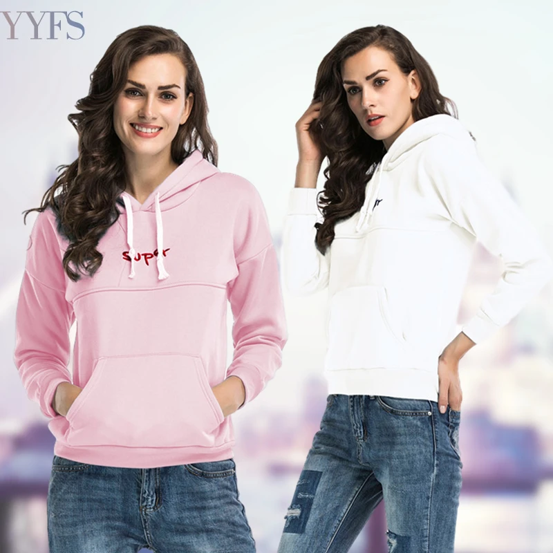 

hoodie new letter embroidery sports hooded women's autumn and winter clothing plus velvet casual