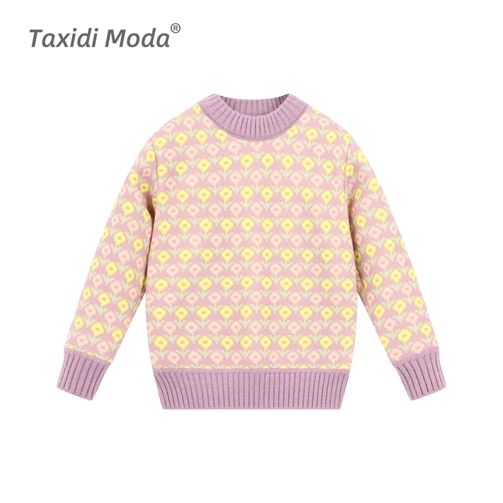 

Taxidi Moda 2022 Children Warm Velvet Sweater Autumn Winter Baby Girls Knitwear O-neck Pullovers Sweater For Kids Clothing 2119