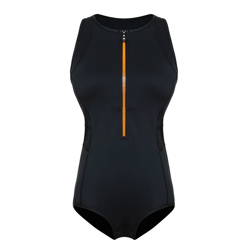 

One Piece Women Sports Swimwear Swimsuit Solid Swimwear Beach Wear Bathing Suits Fitness Zipper Surfing High quality