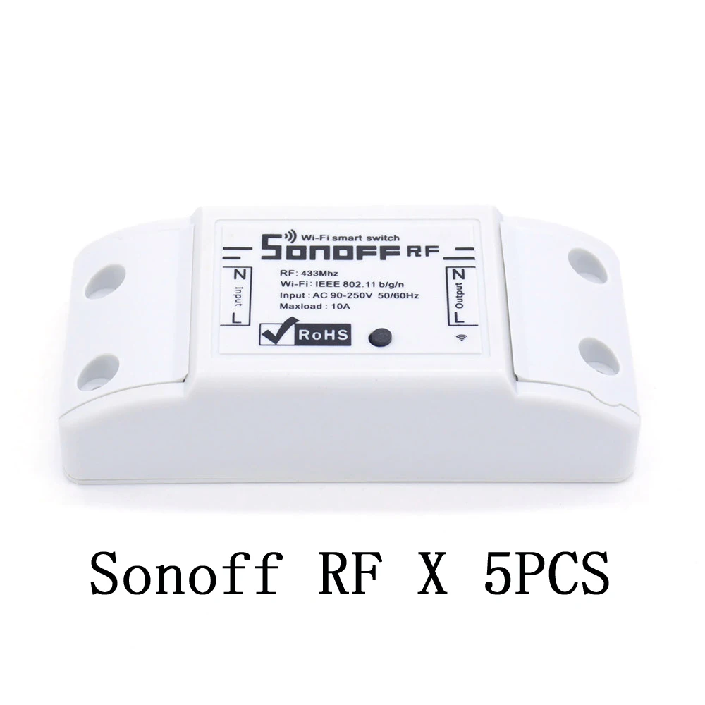SONOFF RF 5PCS SONOFF RF WiFi беспроводной выключатель прерыватель 433 МГц RF приемник Интеллектуальный DIY пульт дистанционного управления для умного дома 10A - Комплект: SONOFF RF 5PCS