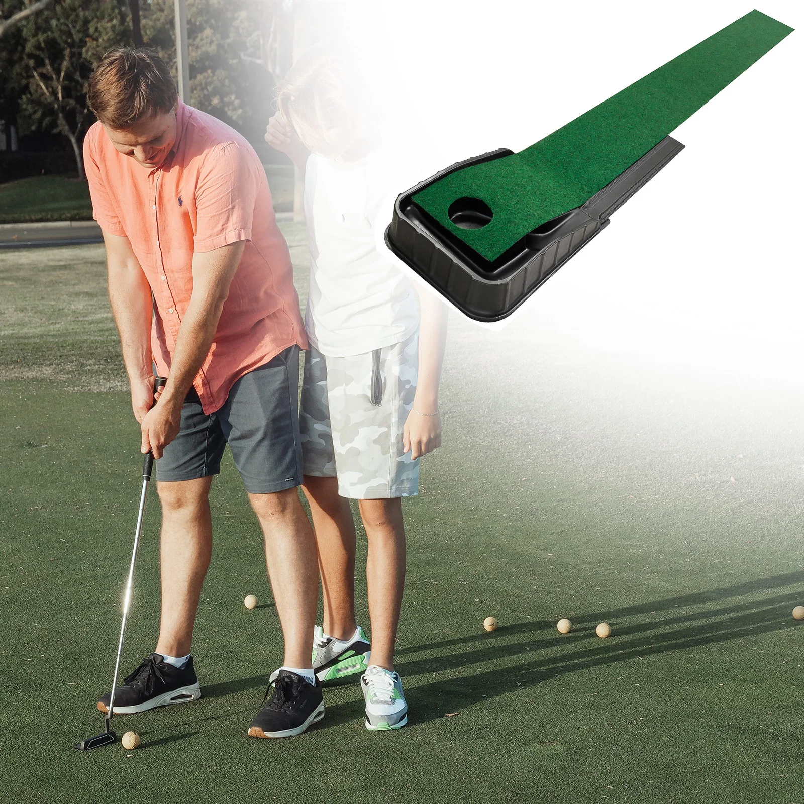 

Golf Putting Green Golf Putting Trainer Mini Golf Mat Anti-Slip Green Practice Golf With Auto Ball Return Function For Outdoor
