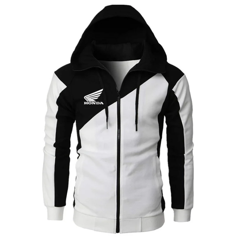 

Fall/Winter Men's Contrast Jacket Honda Print Slim Sweatshirt Hooded Zipper Shirt Fashion Casual Harajuku Streetwear Men's Coat