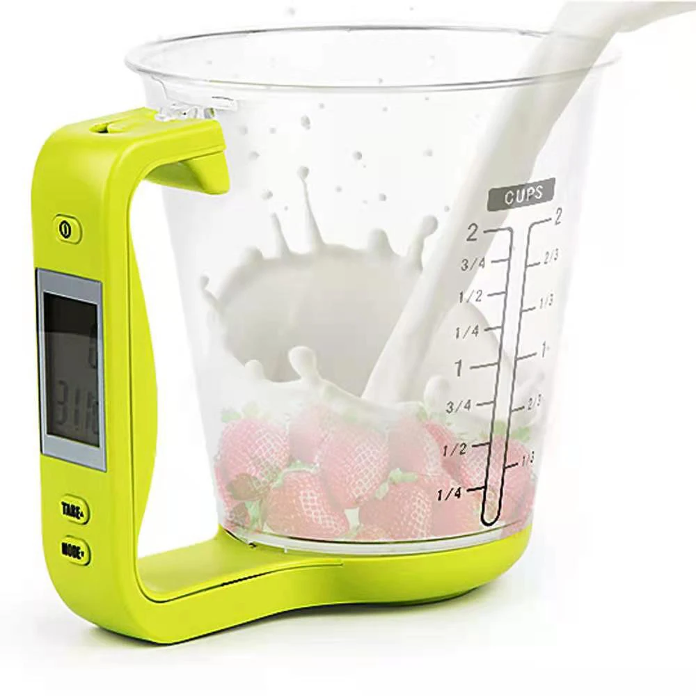 Taza de medici&oacute;n electr&oacute;nica, herramienta de pl&aacute;stico, jarra Digital graduada con b&aacute;scula, vaso de cocina, medici&oacute;n de temperatura de pesaje, pantalla LCD-0