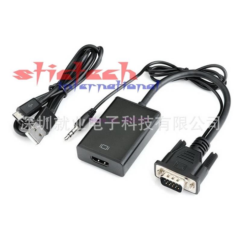 Dhl ИЛИ ems 100 комплектов 20 см Черный Full HD 1080P VGA к HDMI аудио видео кабель адаптер