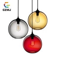 gzmj retro loft colorful glass ball round pendant lights led modern hanglamp home fixtures kitchen home lights lampshade