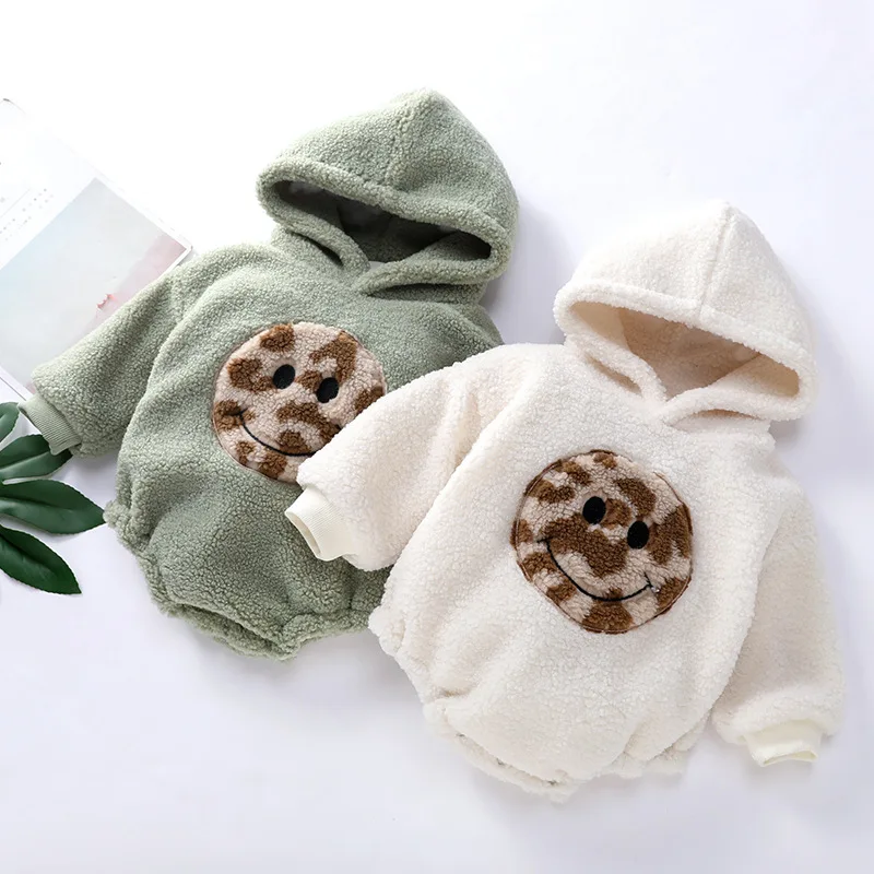 Зимний Детский комбинезон из плотного бархата 2019 г. милый со смайликом| |