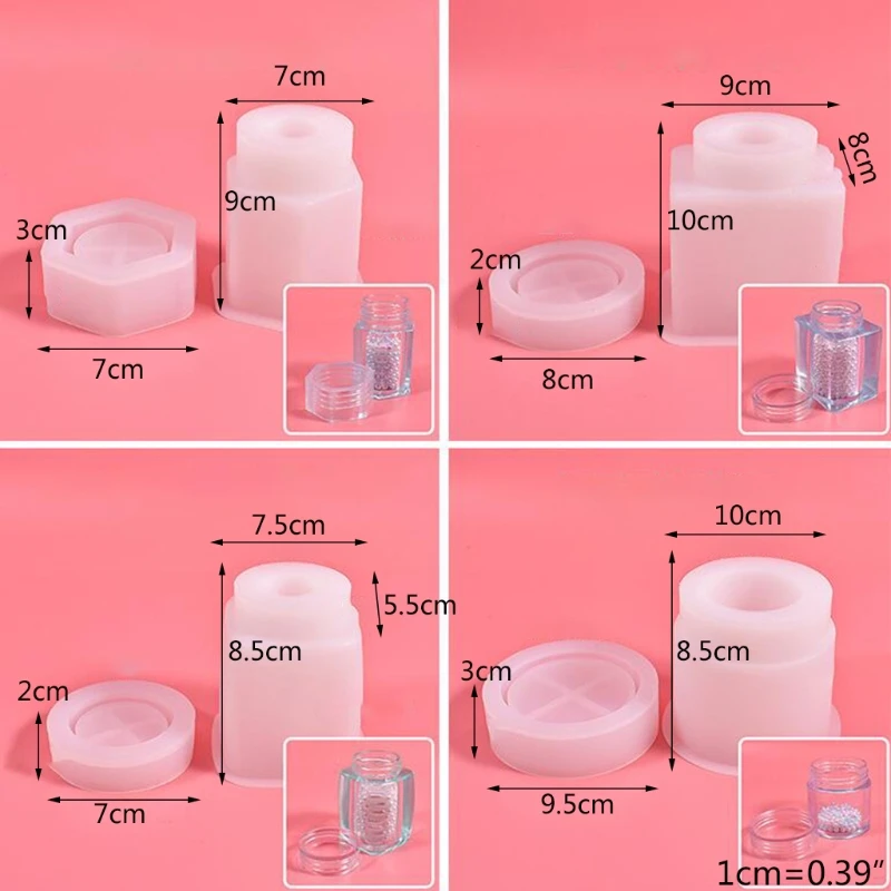 

1 Set Storage Bottle Jar Crystal Epoxy Resin Mold Sealed Container with Lid Silicone Mould DIY Crafts Casting Tools