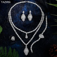 new 5a level cubic zirconia pendant necklace bracelet earrings ring trendy cz jewelry set women wedding gifts dress accessories