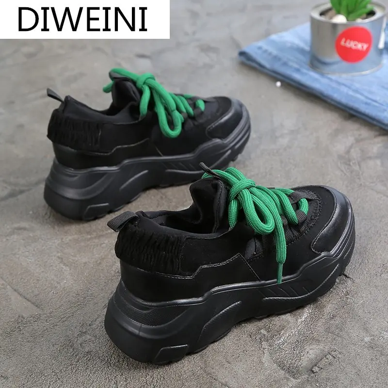 

2021 Spring Women Casual Shoes Comfortable Platform Shoes Woman Sneakers Lace-up Walking Vulcanized Shoes Chaussure Femme