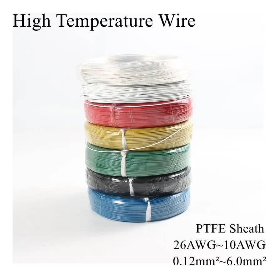 

Квадратный высокотемпературный провод 26AWG ~ 10AWG 0,12 мм ~ 6 мм, изоляционный кабель из ПТФЭ, устойчивые Медные провода с лужёным покрытием