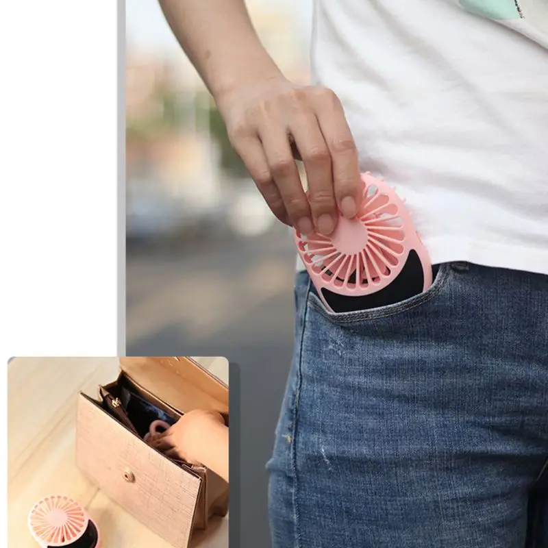 

USB Rechargeable Portable Fan Mini Handheld Neck Fan Air Conditioner Cooler 3 Speed Adjustable for Home Office Use