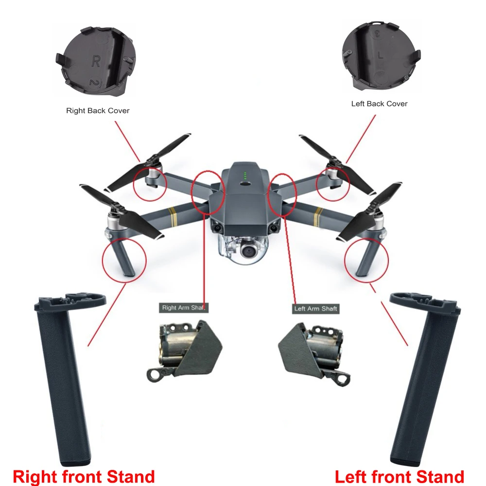 DJI Mavic Pro левый/правый/передний/задний рычаг вал/стойка/шасси крышка двигателя Винты Замена для ремонта