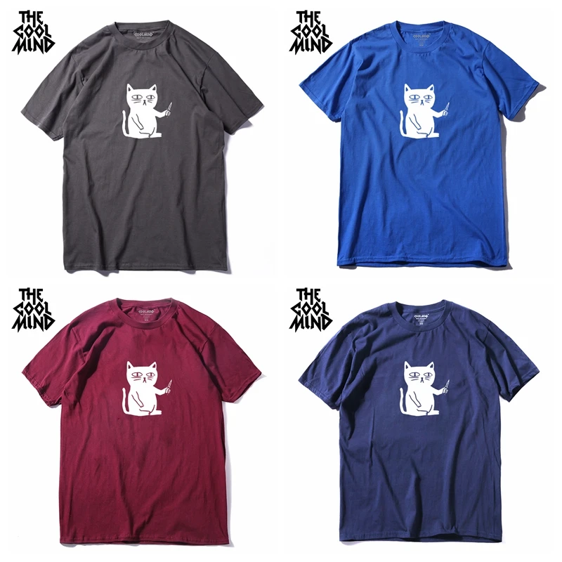 COOLMIND 100% хлопок крутая летняя свободная Мужская футболка повседневная мужская с