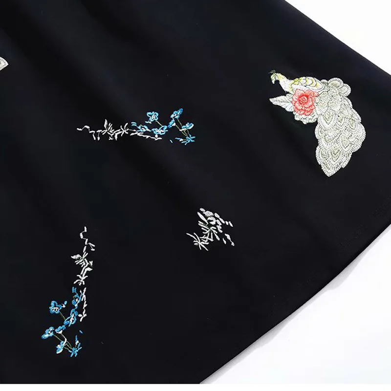 

Latest Designer Fashion Dresses 2020 Spring Style Women Luxurious Phonix Embroidery Long Sleeve Vintage Cotton Dress Rockabilly