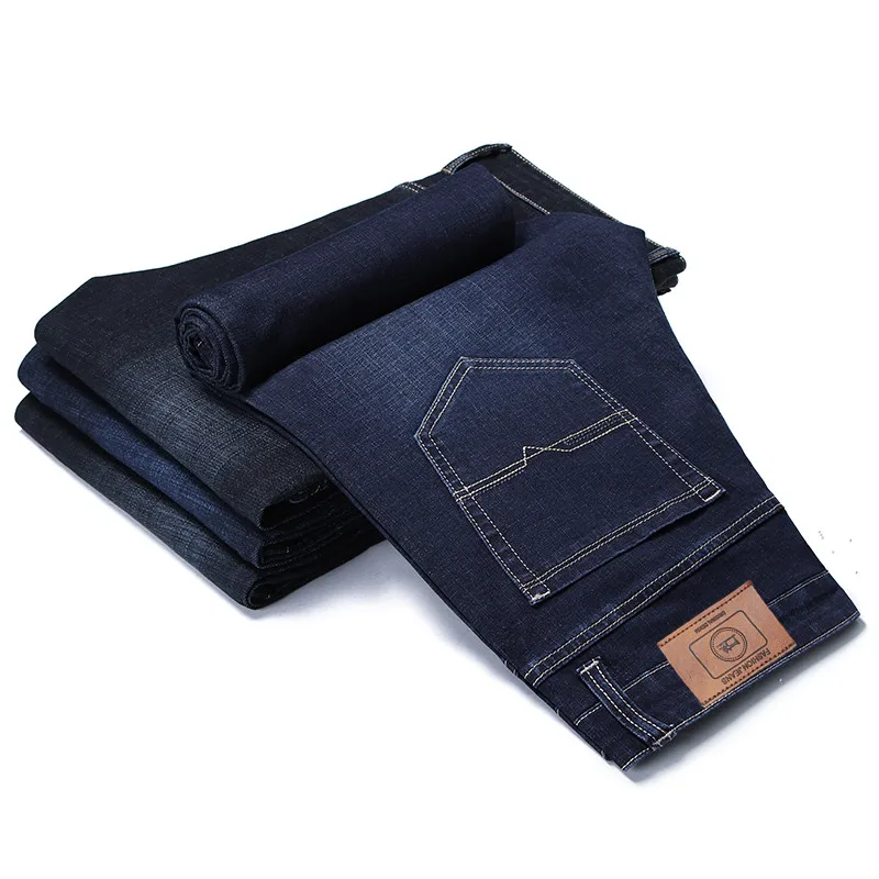 

2021 Spring Autumn Men'S Straight-Leg Slim Jeans Stretch Loose Business Casual Denim Trousers Male Classic Fashion Brand Pants