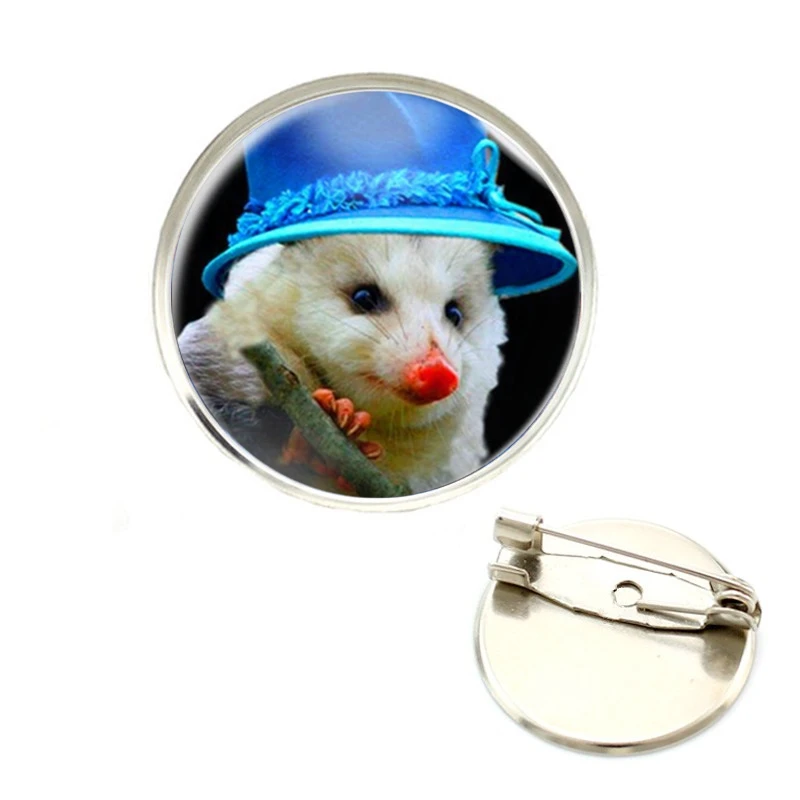 Opossum мышь на заказ фото стеклянный конусообразные Броши день рождения фестиваль