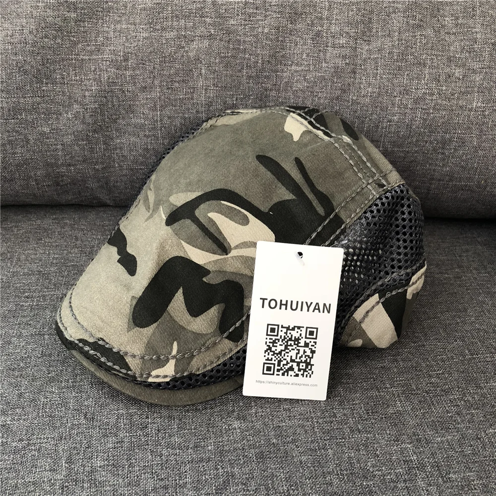 Кепка TOHUIYAN хлопковая камуфляжная кепка для газетчика летняя дышащая сетчатая