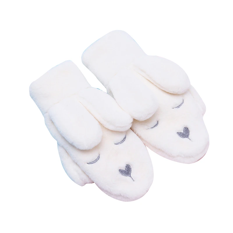 Милые перчатки на подвеске с кроличьими ушками, зимние, с мехом для тепла на улице, для женщин, модель SDFA88.