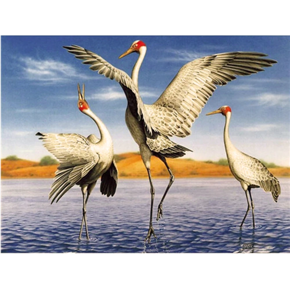 

5D Full Square/Round Diamond Painting White crane Diamond Embroidery Animals European-style Living Room Decorated Christmas Gift