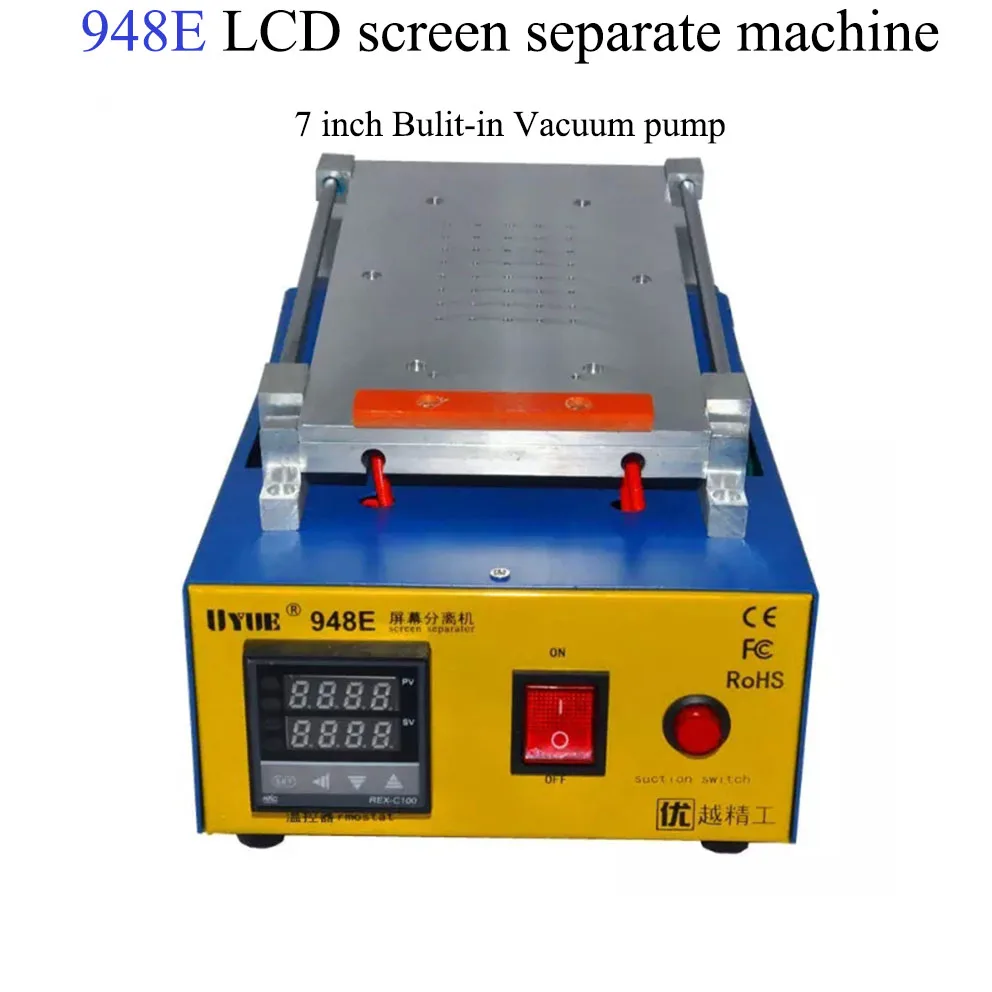 

2 шт., 7-дюймовая скошенная пластина 948E, сенсорный ЖК-экран, стеклянная панель, вакуумный сепаратор, встроенный насос для iPhone 6, для samsung