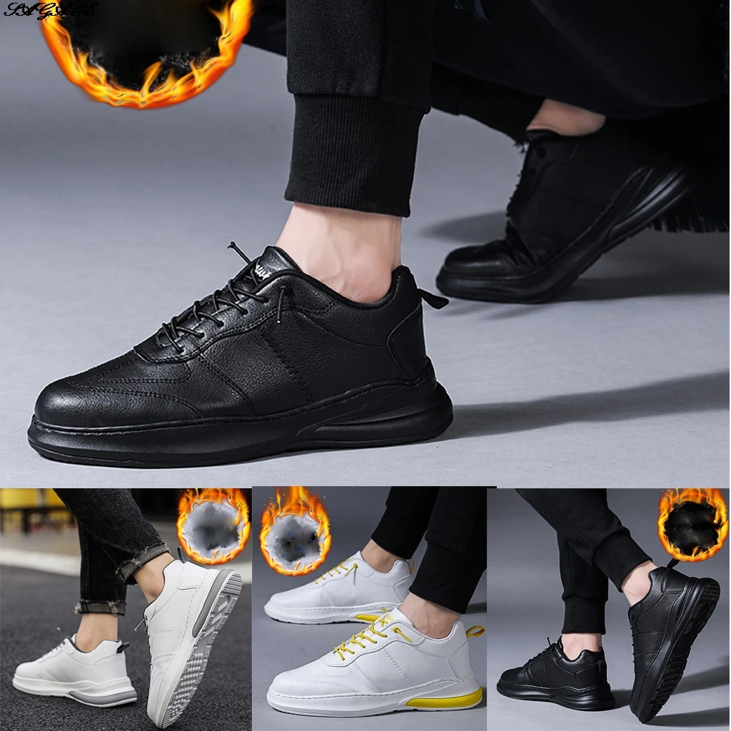 

SAGACE Trendy Men's Shoes Sports Style Single Shoes Soft Sole Plus Cotton Casual Wear Shoes Solid Color Black And White Shoes