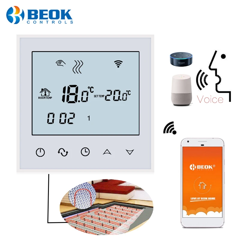 Beok Wifi термостат для электрического отопления контролируется IOS и Android