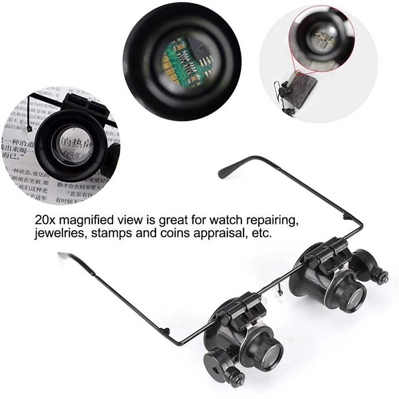 Увеличительное стекло с 2 светодиодный светильник s 20x головная повязка