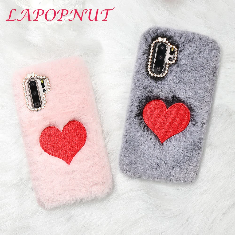 LAPOPNUT роскошный пушистый мех мягкий чехол для huawei P30 Pro Lite Nova 4e женский милый