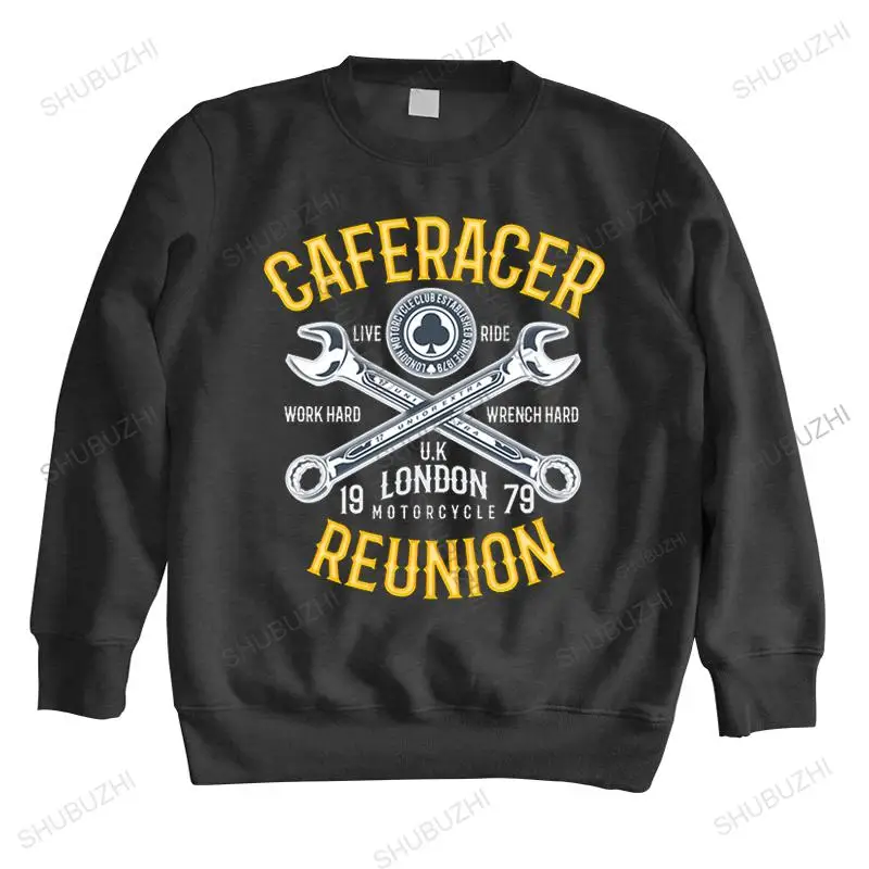 

Man crew neck hoodie brand fall winter long sleeve Caferacer Reunion Motorcycle Club cotton sweatshirt for boys warm hoody