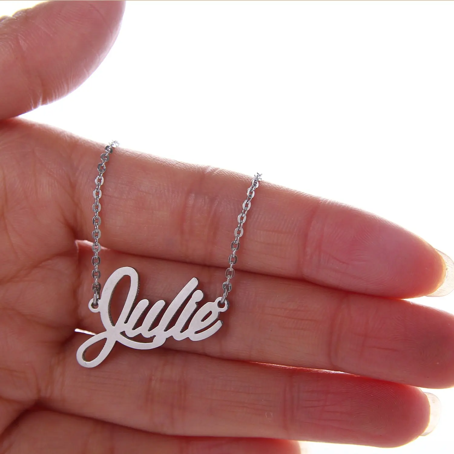 

2020 Silver English Name Necklace Customized Nameplate Necklaces Birthday Stainless Steel Engraving Gift Personalized Jewelry