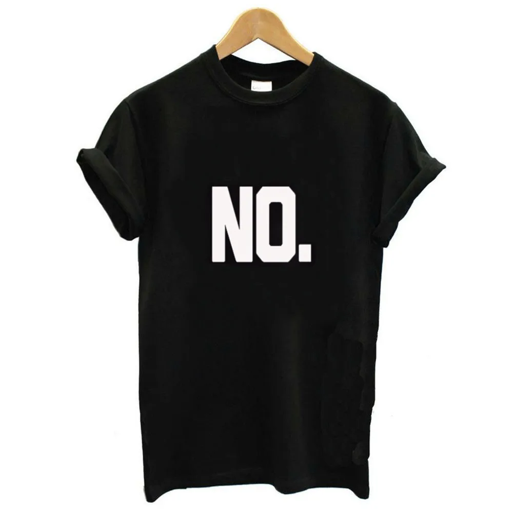 Нет с буквенным принтом Футболка для женщин коротким рукавом О-образным вырезом