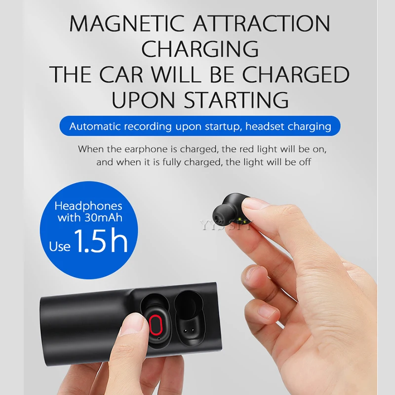 저렴한 1080P FHD 미니 자동차 DVR 카메라, 차량 대시캠 캠코더, 디지털 비디오 운전 레코더, 무선 이어폰, TWS 이어버드, 블루투스