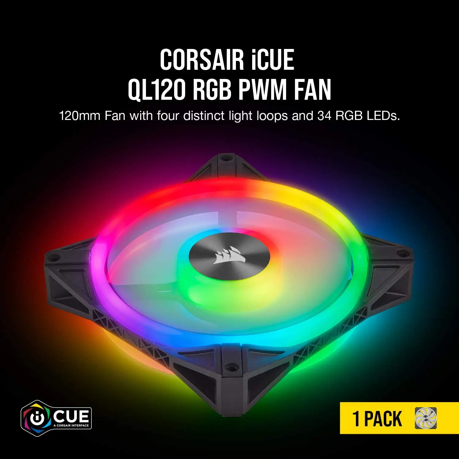Охлаждающий вентилятор CORSAIR QL120 RGB 120 мм с светодиодный один комплект двойной