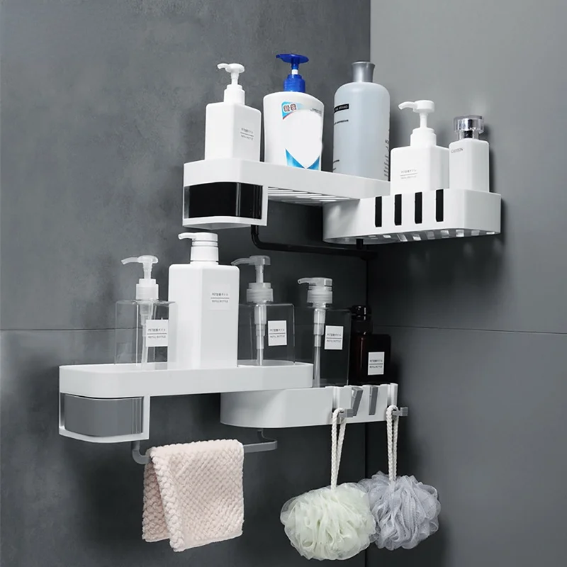 

MICCK Plastic Suction Cup Bathroom Corner Storage Rack Kitchen Organizer Shower Shelf prateleira almacenamiento y organizacion