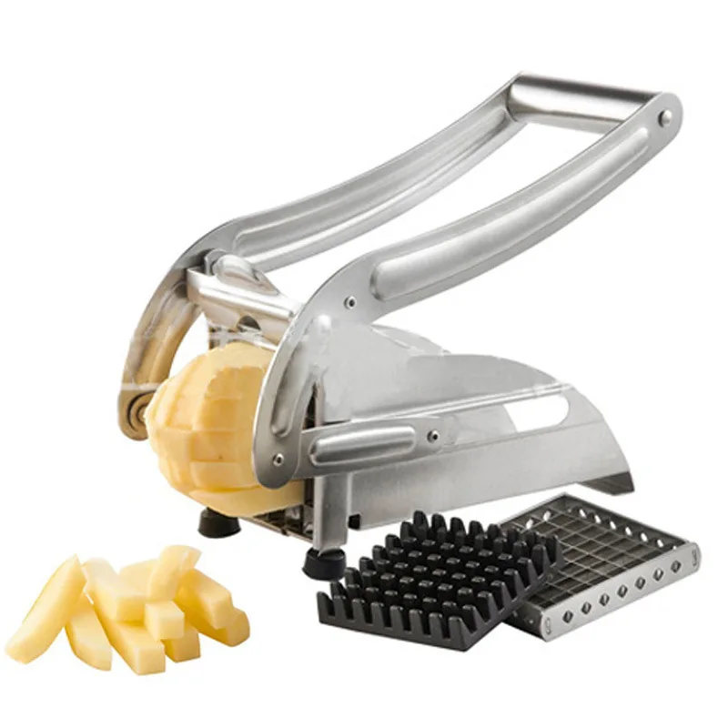 

New French Fries Cutter Potato Chip Chopper Stainless Steel Vegetable Cutting Dicing Machine 2 Blades Potato Slicer Kitchen Tool