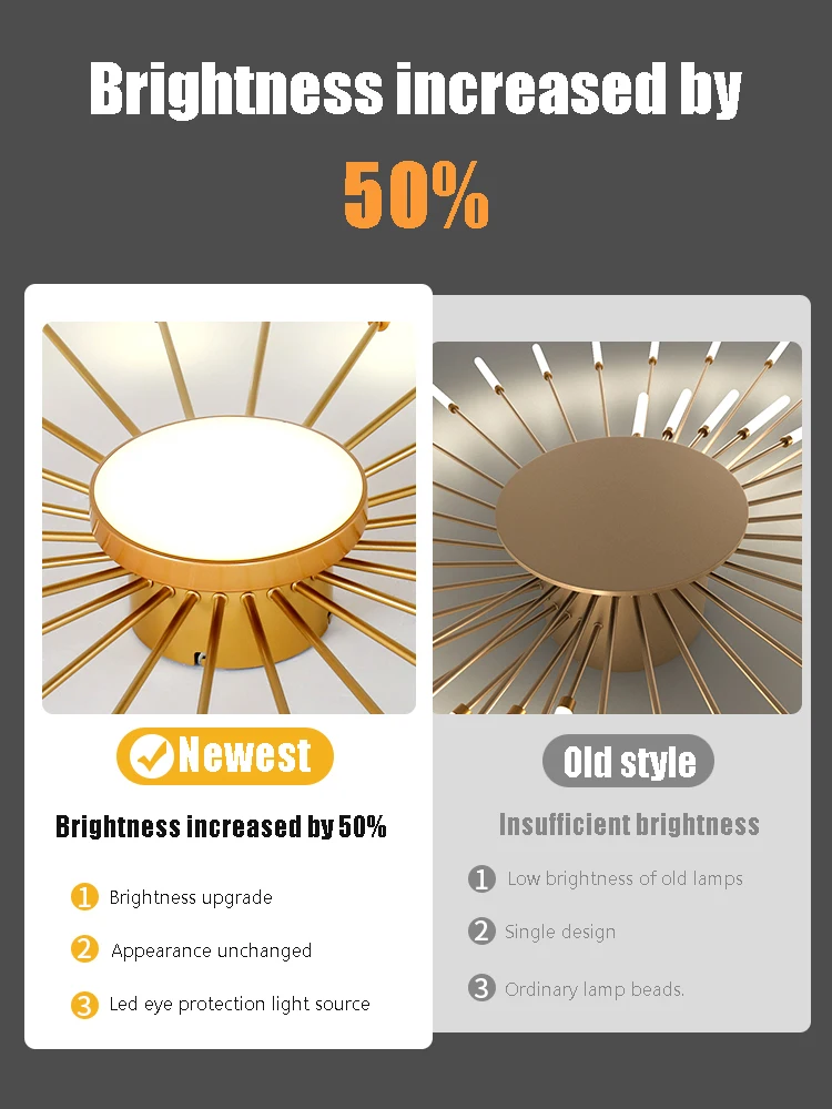 $51.58 Modern LED Ceiling Lamp Light Gold/Black Bedroom Dining Room Lighting Bathroom Hotel Chandelier Factory Direct Sales 90v-220v